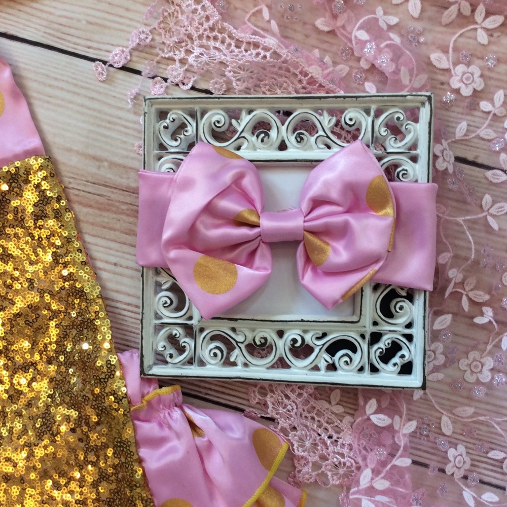 Boutique Baby Pink Gold Sequin Romper - Picture 6 of 6